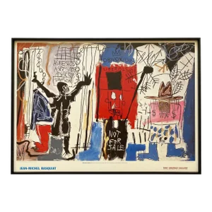 Jean Michel Basquiat Estate Vintage 1999 Lithograph Print Framed Pop Art Gallery Poster " Obnoxious Liberals " 1982