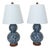 Pair of Ralph Lauren Petite Designer Table Lamps Blue & White Double Gourd Shape For Sale