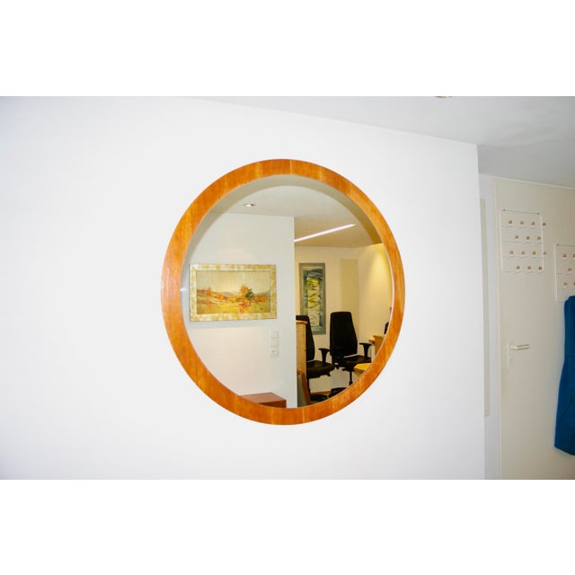 Large Vintage Scandinavian Round Mirror in Teak, 1960s For Sale - Image 12 of 12