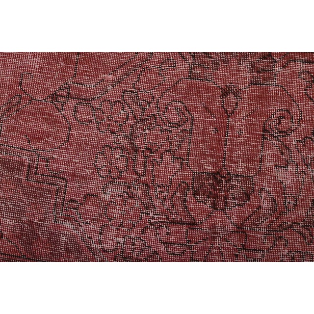 Tabriz Runner 2’5” X 12’3” Pink Wool Vintage Overdyed Hand-Knotted Rug For Sale - Image 4 of 13