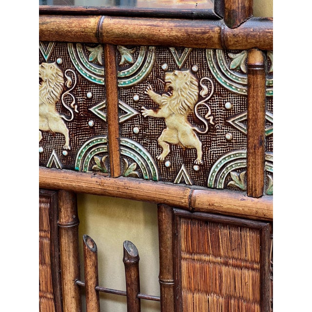 Victorian Bamboo Coat Stand with Mirror and Umbrella Stand, 1890s For Sale - Image 9 of 11