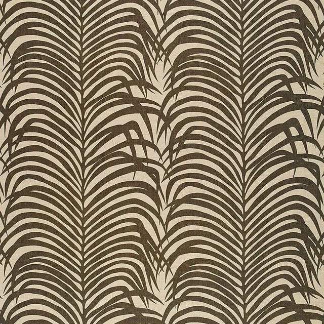 Sample- Schumacher Zebra Palm Fabric in Java For Sale