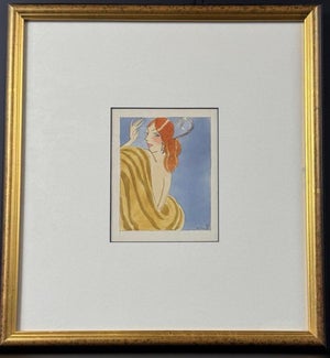 1924 Art Deco Watercolor Portrait, Signed Appel, Framed Vintage Female Illustration