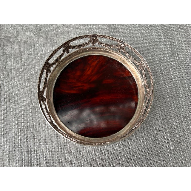Vintage Silver Plate Faux Tortoise Wine Coaster For Sale - Image 11 of 11