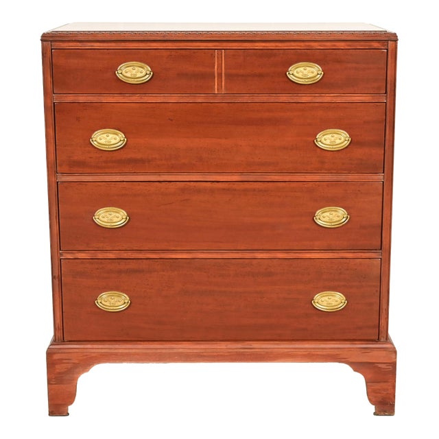 Baker Furniture Style Georgian Carved Mahogany Dresser or Chest of Drawers For Sale