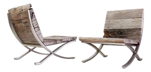 Set of Polished Chrome and Wood Lounge Chairs