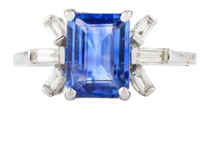 1.5 Ctw Emerald Cut Blue Sapphire Diamonds Wedding Ring Size 7