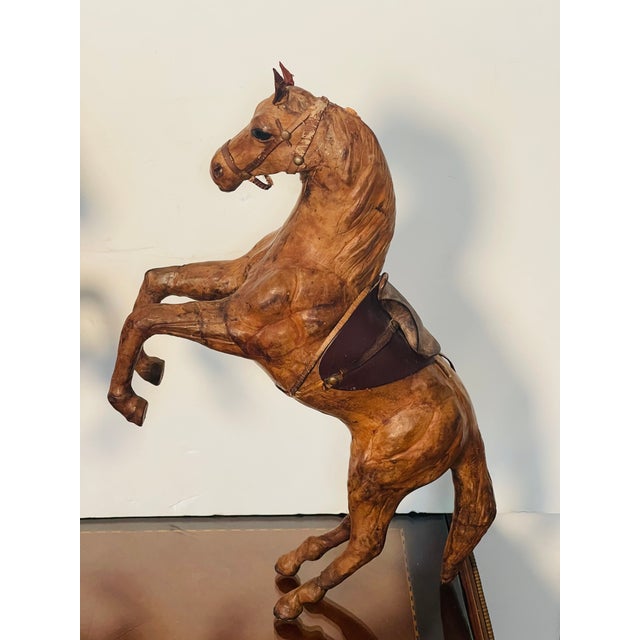 1950s Handsome Equestrian Pair of Leather Horse Sculptures For Sale - Image 4 of 9