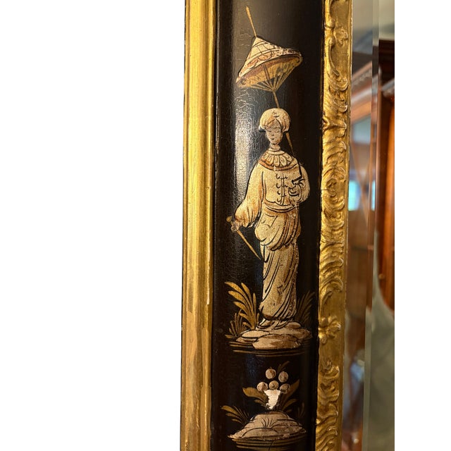 Black Vintage Black Chinoiserie Giltwood and Ebonized Mirror For Sale - Image 8 of 13