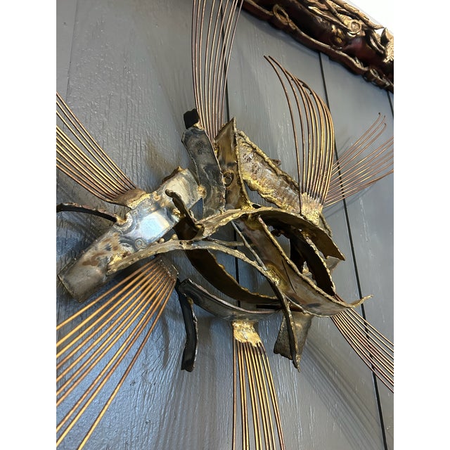 Metal Vintage Brutalist Metal Wall Sculpture For Sale - Image 7 of 11