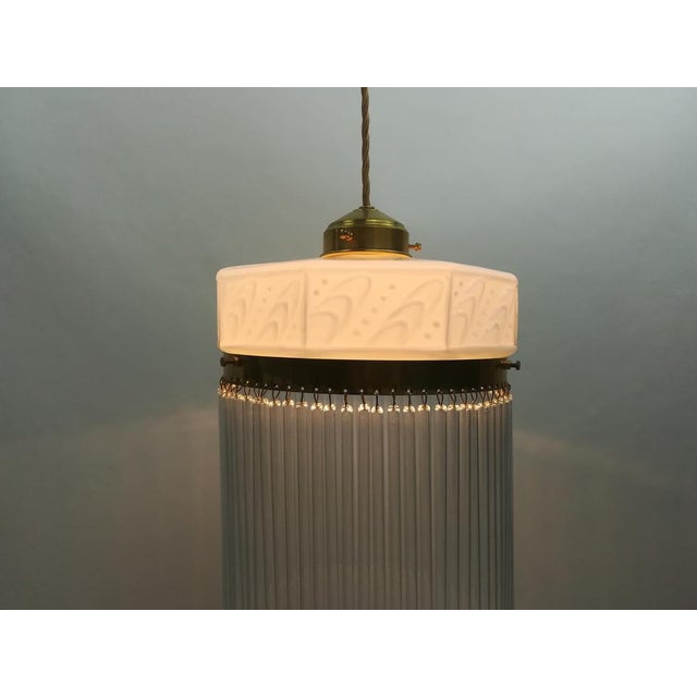 Metal Hanging Lamp with Glass Rods, France, 1920s For Sale - Image 7 of 14