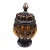 Vintage Baroque Brass Caged Amber Blown Bubble Glass & Dome Lidded Apothecary Jar For Sale
