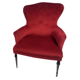 Antique Regency Style Armchair in Red Velvet, 1950s For Sale