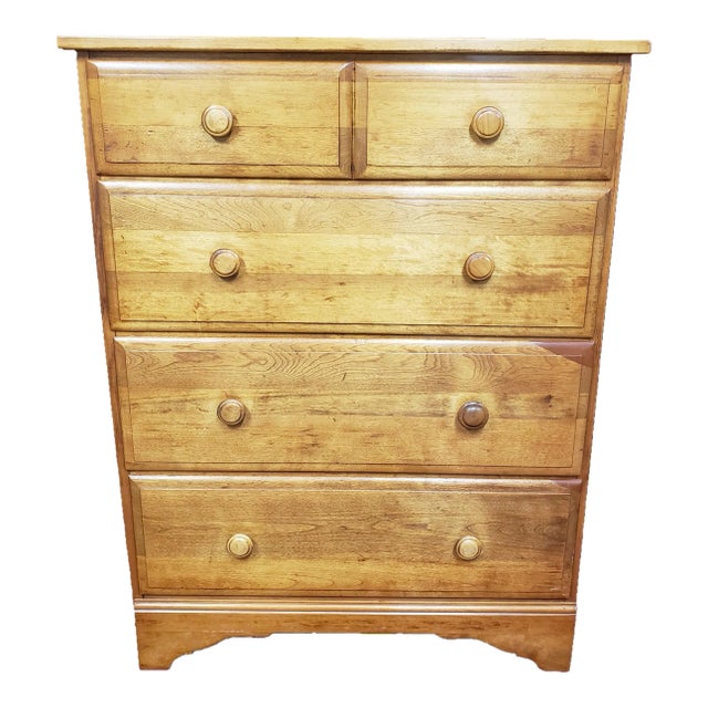 4 Drawer Oak Wood Chest of Drawers For Sale