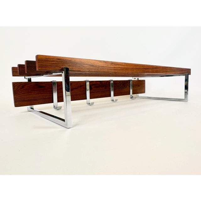Mid-Century Modern Chromed Rosewood Coat and Hat Rack, 1960s For Sale - Image 13 of 13