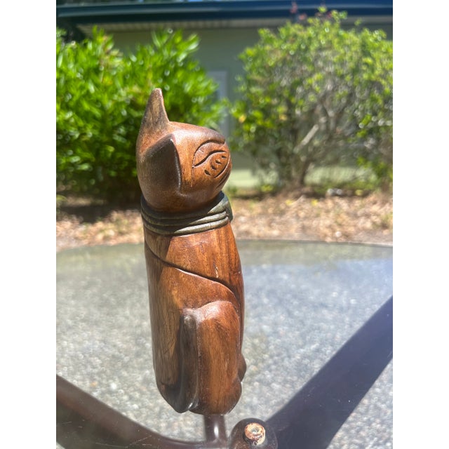 Vintage Hand-Carved and Painted Wooden Folk Art Cat Figure For Sale In Charleston - Image 6 of 10