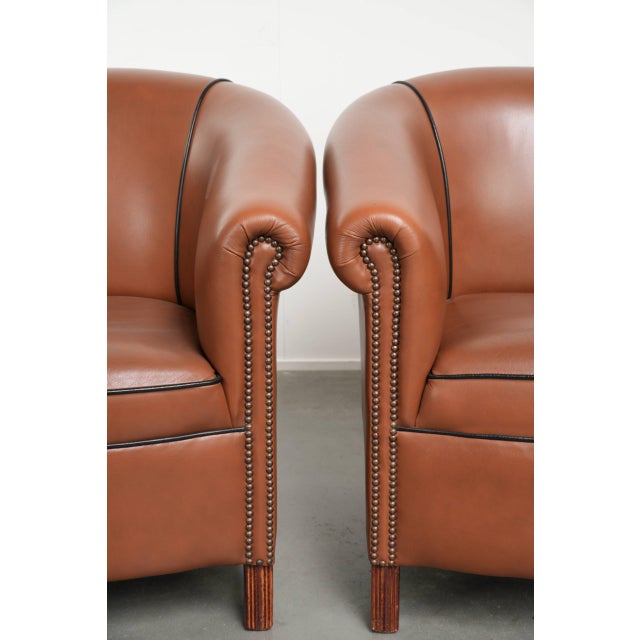Cowhide Leather Club Chairs, Set of 2 For Sale - Image 10 of 14