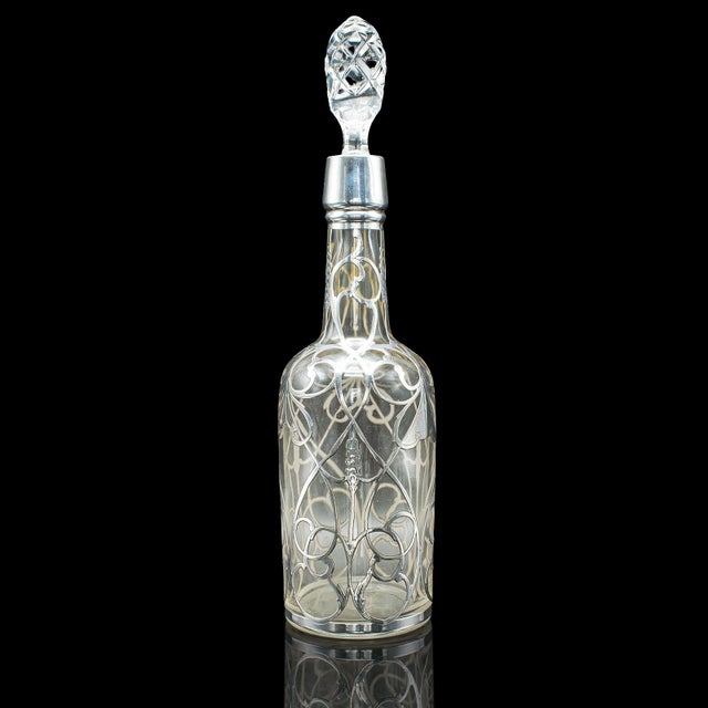 Traditional Antique Sherry Decanter, English, Glass, Silver Plate, Spirit Bottle, Edwardian For Sale - Image 3 of 12