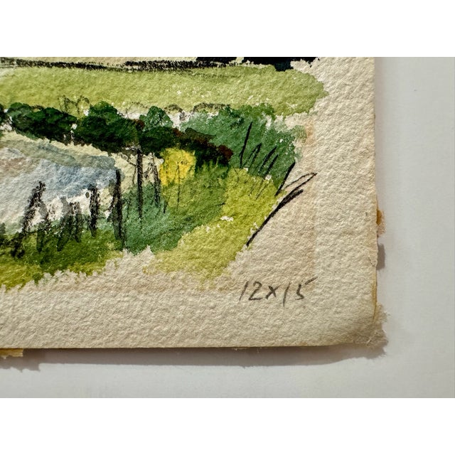 1950s Henry Emil Salloch Original Watercolor on Paper Country Ridge. For Sale - Image 4 of 6