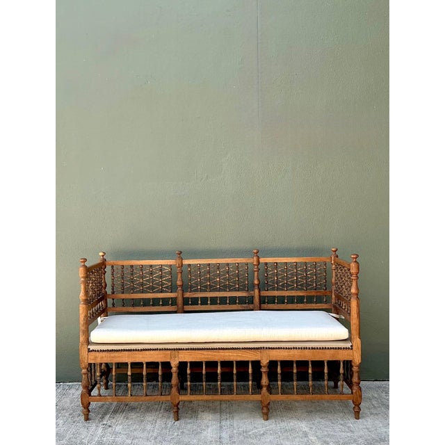 Vintage Carved Wood Spindle Bench For Sale - Image 14 of 18