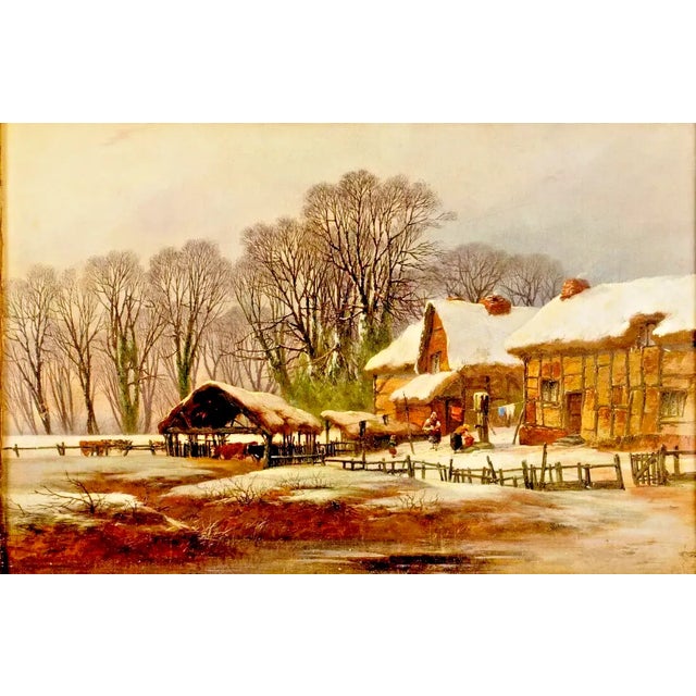 Gorgeous Antique Oil Painting, Signed, William Pitt (UK,1853-1890), Winter Country Scene, 1800's, 19th Century! This...
