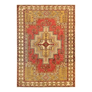 Pasargad Home Vintage Oushak Coral Wool Area Rug, 4' 0'' X 6' 0'' For Sale