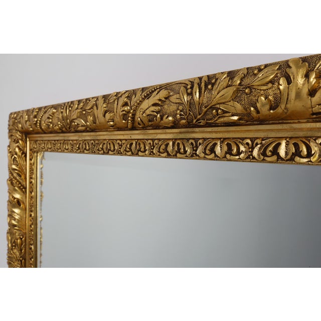Wood Large Baroque French Rustic Oak Wall Mirror, 1850s For Sale - Image 7 of 11