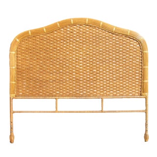 Palm Beach Style Woven Cane Bamboo Headboard For Sale