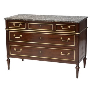Antique Marble Top Chest, 1850 For Sale