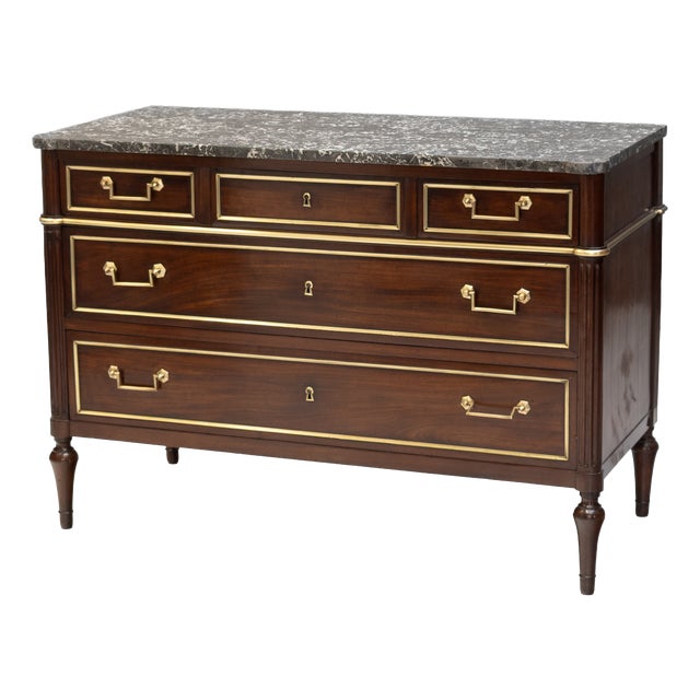 Antique Marble Top Chest, 1850 For Sale