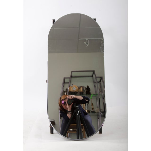 Dante Stainless Steel Gray Capsule Mirror For Sale - Image 9 of 11