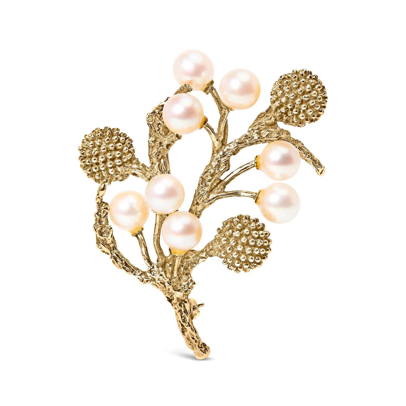 Hause of Brilliance 18K Yellow Gold Cultured Akoya Pearl Tree Branch ...