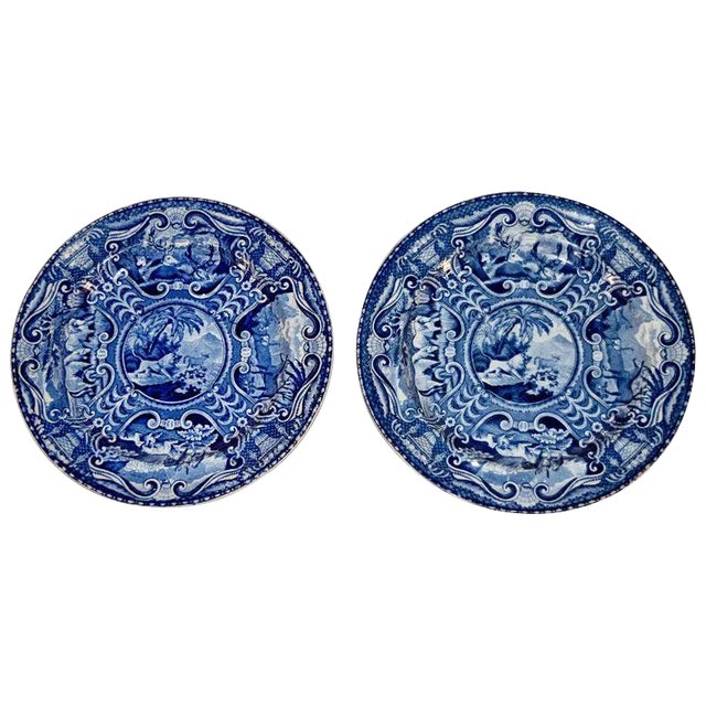 19th C John Hall Quadruped Series Plates - a Pair For Sale