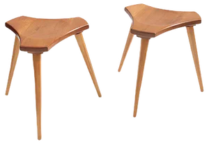 Set of French Elm and Beech Stools, 1950s