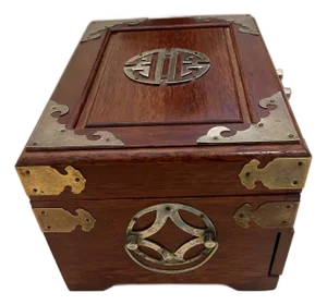 Beautiful Vintage Chinese Wooden Rosewood Jewelry Box