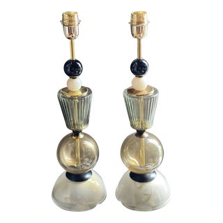 Early 21st Century Custom Murano Hand Blown Lamps - a Pair For Sale