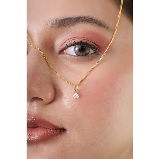 Charm Heart Shaped Diamond Solitaire Pendant in 14k Yellow Gold For Sale - Image 11 of 15