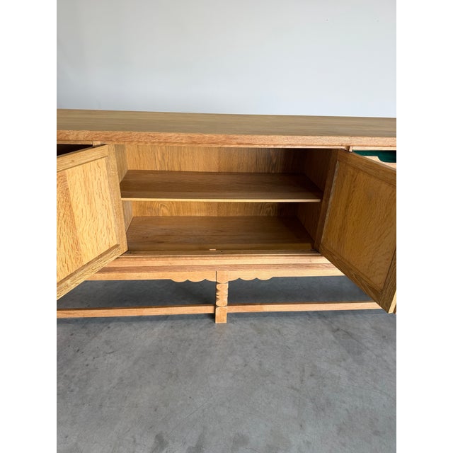 Tan Mid Century Danish Oak Henning Kjaernulf Style Credenza For Sale - Image 8 of 12