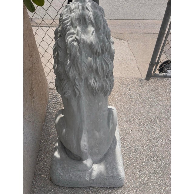 Late 20th Century Pair of Weathered Concrete Garden Lions For Sale In Miami - Image 6 of 10
