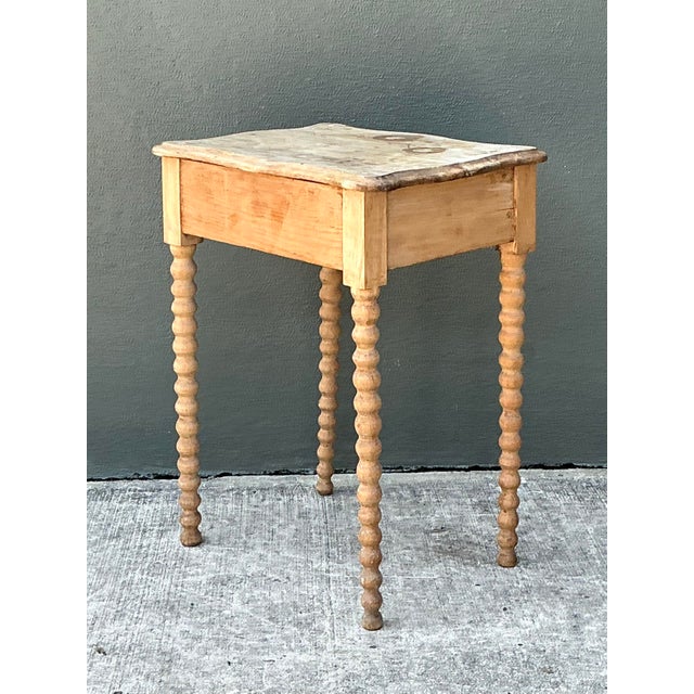 Late 20th Century Vintage Primitive Bobbin Side Table For Sale - Image 5 of 12