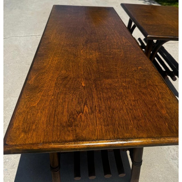 Mid-Century Modern Set of Vintage Calif-Asia Tiki-Style Tables For Sale - Image 3 of 8