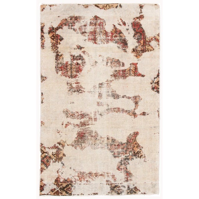 Early 20th Century Vintage Ivory Distrtessed Handmade Wool Rug For Sale - Image 12 of 12