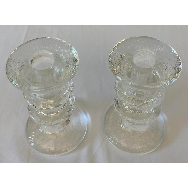 Small Pair of Modernist Candle Holders Attributed to Kosta Boda For Sale In Miami - Image 6 of 7
