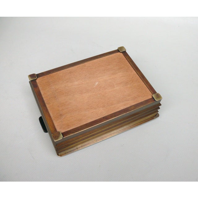 Art Deco Brass and Wood Lidded Tobacco Box, Germany, 1920s For Sale - Image 14 of 15