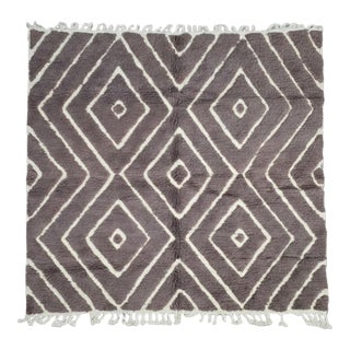 Contemporary Berber Taupe Rug - 9.1 X 8.4 Ft For Sale