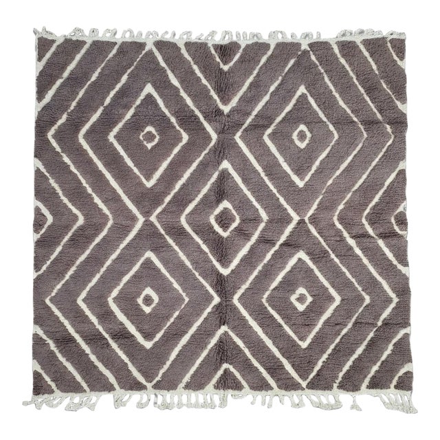 Contemporary Berber Taupe Rug - 9.1 X 8.4 Ft For Sale