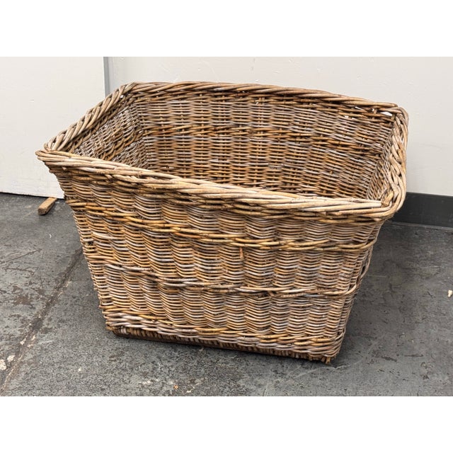 Gander & White French Woven Wicker Basket, Vintage For Sale - Image 9 of 12