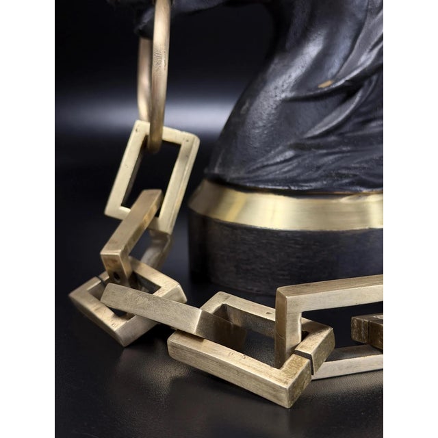 French Horse Head Andirons in Brass and Iron, 1950s, Set of 2 For Sale - Image 6 of 17