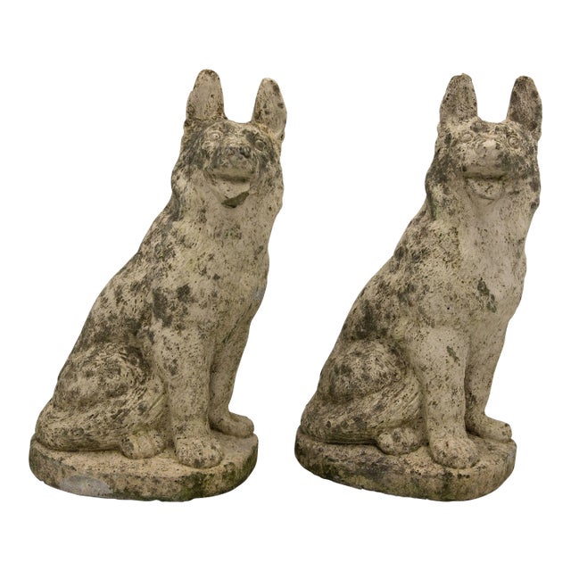 Pair of Concrete Shepherd Dogs, English Mid 20th Century For Sale