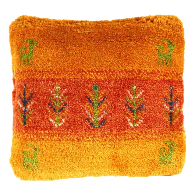 Pasargad DC Fine Hand Knotted Persian Gabbeh Pillow For Sale